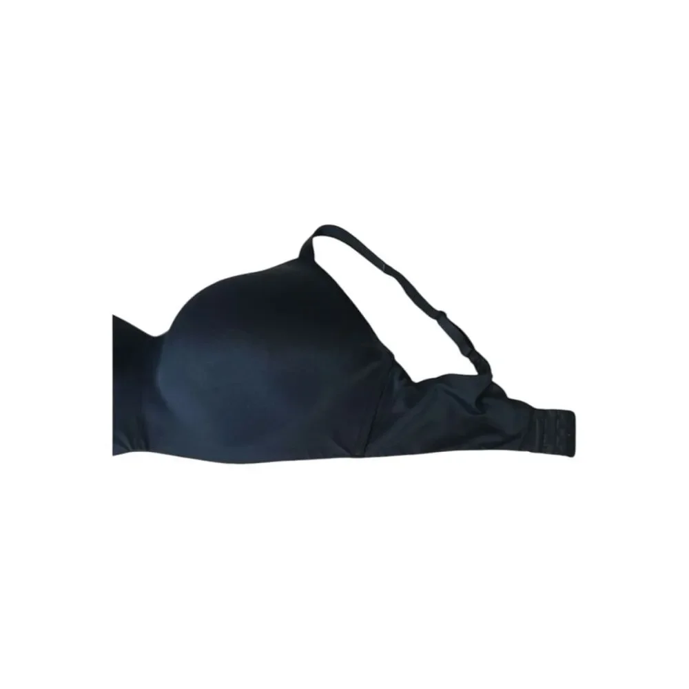 Auden Women Plus Size 44DDD Bra Wirefree Black Lightly Lined Wide Comfy Straps